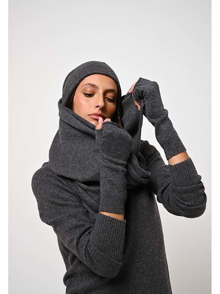 AUTHENTIC CASHMERE Kaszmirowe mitenki "Serre" w kolorze antracytowym rozmiar: onesize. Czarne rękawiczki AUTHENTIC CASHMERE, na lato, bez wzorów, z kaszmiru. Za 161,34 zł.