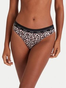 Guess Figi brazylijskie O5RE25 KCOJ0 Beżowy ciemny. Brązowe figi Guess, z aplikacjami, z syntetyku. Za 98,99 zł.