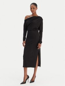 Rinascimento Sukienka koktajlowa CFC0126544003 Czarny Slim Fit. Czarne sukienki Rinascimento, s, bez wzorów, z syntetyku, wizytowe, bez kołnierzyka, bez ramiączek. Za 579,99 zł.