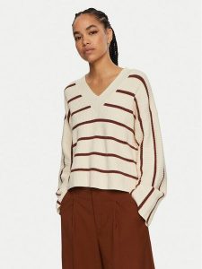 Gestuz Sweter Seba 10909268 Beżowy Loose Fit. Brązowe swetry klasyczne Gestuz, l, z bawełny, bez kołnierzyka. Za 349,99 zł.