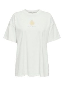 ONLY Koszulka w kolorze białym rozmiar: XL. Białe bluzki ONLY, xl, bez wzorów, z bawełny, bez kołnierzyka, bez ramiączek. Za 65,85 zł.