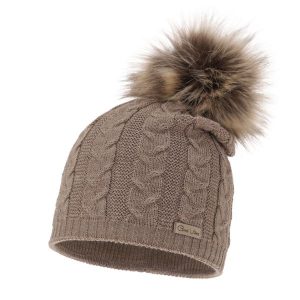 Czapka Damska z Wełny Merino Bafi - Ciemnobeżowa. Czapki Molly, bez wzorów, z materiału. Za 59,00 zł.