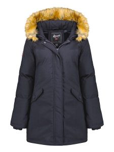 Geographical Norway Parka "Dinasty" w kolorze granatowym rozmiar: S. Niebieskie płaszcze Geographical Norway, s, z aplikacjami, bez kaptura. Za 172,49 zł.