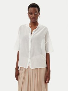 ViCOLO Koszula TD0648 Biały Loose Fit. Białe koszule ViCOLO, xs, bez wzorów, z bawełny, bez kołnierzyka, bez ramiączek. Za 149,99 zł.