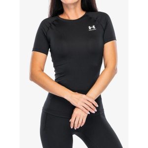 Koszulka treningowa damska Under Armour HeatGear Authentics Compression. Czarne bluzki Under Armour, s, bez wzorów, sportowe, bez kołnierzyka, bez ramiączek. Za 104,99 zł.