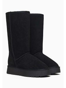 Gooce Skórzane kozaki zimowe "Elidir" w kolorze czarnym rozmiar: 38. Czarne kozaki Gooce, na zimę, bez wzorów, z wełny, bez obcasa, na platformie, bez zapięcia. Za 227,31 zł.