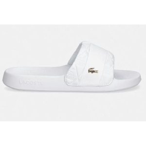 KLAPKI LACOSTE SERVE SLIDE HYB 126 1 CFA 751CFA003121G R-42. Białe klapki Lacoste, bez wzorów, z dresówki, bez obcasa. Za 215,60 zł.