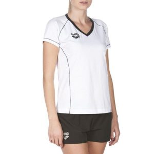 Koszulka damska Arena Team Line SS Tee. Czerwone koszulki sportowe Arena, bez wzorów, z materiału, bez ramiączek. Za 48,84 zł.