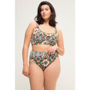 Damskie Figi od bikini wysoki stan print na całej powierzchni. Brązowe figi Ulla Popken, bez wzorów, z elastanu. Za 93,99 zł.