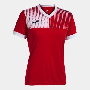 Ekologiczna Koszulka Damska Joma Eco Supernova Czerwona-Biała L. Białe bluzki JOMA, l, bez wzorów, z poliesteru, sportowe, bez kołnierzyka, bez ramiączek. Za 176,99 zł.