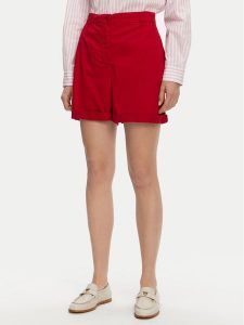 Tommy Hilfiger Szorty materiałowe WW0WW42457 Czerwony Regular Fit. Czerwone szorty TOMMY HILFIGER, bez wzorów, z bawełny. Za 249,99 zł.