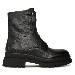 Trapery Tamaris. Czarne buty zimowe Tamaris, bez obcasa, bez zapięcia. Za 409,99 zł.
