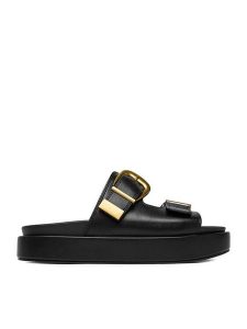 DeeZee Klapki CEO-HY86733-1 Czarny. Czarne klapki DeeZee, bez wzorów, ze skóry, bez obcasa. Za 149,99 zł.