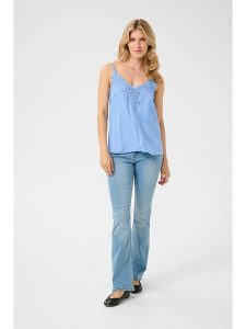 Cream Top "Anna" w kolorze błękitnym rozmiar: 46. Niebieskie topy Cream, bez wzorów, z koronki, bez kołnierzyka, bez ramiączek. Za 83,42 zł.