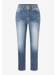 More & More Dżinsy - Tapered fit - w kolorze niebieskim rozmiar: 38. Niebieskie jeansy More & More, z aplikacjami, ze skóry, z podwyższonym stanem. Za 193,24 zł.