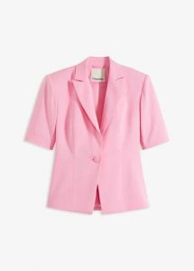 Żakiet w fasonie klepsydry. Czerwone marynarki i żakiety bonprix, bez wzorów, eleganckie. Za 69,99 zł.