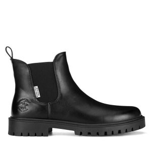 Sztyblety Beverly Hills Polo Club. Czarne botki Beverly Hills Polo Club, bez wzorów, bez obcasa, na płaskiej podeszwie, bez zapięcia. Za 229,99 zł.
