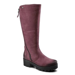 Bordowe Kozaki Simen Damskie Modne Ocieplane Buty. Czerwone kozaki Simen, bez wzorów, bez obcasa, bez zapięcia. Za 449,00 zł.