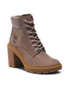 Timberland Trzewiki Allington Heights 6In TB0A5Y6Z9291 Beżowy. Brązowe botki Timberland, bez wzorów, z nubiku, bez obcasa, na słupku, bez zapięcia. Za 559,99 zł.