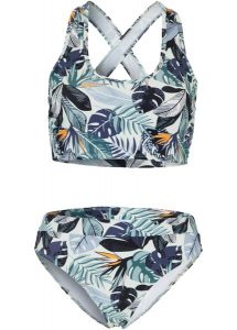 Bikini bustier (2 części) ze skrzyżowanymi ramiączkami. Zielone bikini bonprix, bez wzorów. Za 104,99 zł.