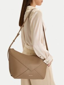 GINO ROSSI Torebka C-LDA8558 Beżowy. Brązowe torebki klasyczne Gino Rossi, bez wzorów, z materiału, bez dodatków. Za 199,99 zł.