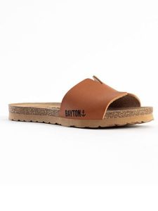 BAYTON Klapki "Djilian Slim" w kolorze jasnobrązowo-pomarańczowym rozmiar: 37. Brązowe klapki Bayton, bez wzorów, z otwartym noskiem, bez obcasa. Za 122,09 zł.