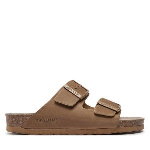 Klapki Genuins. Brązowe klapki Genuins, bez wzorów, bez obcasa. Za 189,99 zł.