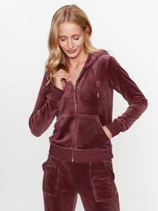 Juicy Couture Bluza Robertson JCAP176 Bordowy Slim Fit. Czerwone bluzy Juicy Couture, xxs, bez wzorów, z syntetyku, bez kaptura. Za 399,99 zł.