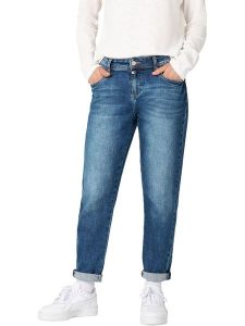 Timezone Dżinsy "Jola" - Regular fit - w kolorze niebieskim rozmiar: W27/L32. Niebieskie jeansy Timezone, z aplikacjami, ze skóry, z podwyższonym stanem. Za 96,60 zł.