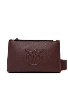PINKO Torebka Flat Horizontal Mini AI 25-26 104277 A29Q Bordowy. Czerwone torebki klasyczne Pinko, bez wzorów, ze skóry, bez dodatków. Za 699,99 zł.