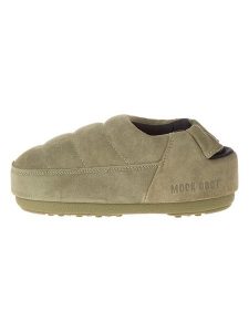 Moon Boot Skórzane kapcie "Sandal Band" w kolorze beżowym rozmiar: 43-44. Brązowe kapcie Moon Boot, bez wzorów, ze skóry. Za 184,46 zł.