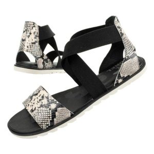 Sandały Sorel Ella Ii Sandal NL4043-010 czarne. Czarne sandały bez wzorów, z gumy, bez obcasa, bez zapięcia. Za 212,19 zł.