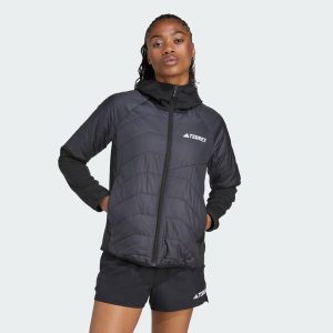 Ocieplana hybrydowa kurtka z kapturem Terrex Multi CLIMAWARM. Czarne kurtki ADIDAS, s, bez wzorów, z kapturem. Za 529,00 zł.