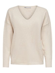 ONLY Sweter "Rica" w kolorze kremowym rozmiar: M. Brązowe swetry oversize ONLY, m, bez wzorów, bez ramiączek. Za 82,05 zł.