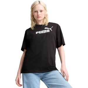 Koszulka Puma Ess No. 1 Logo Relaxed Tee, Kobiety. Czarne koszulki sportowe Puma, bez wzorów, z bawełny, bez ramiączek. Za 74,99 zł.