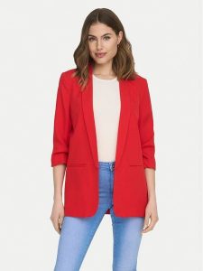 ONLY Marynarka Elly 15197451 Czerwony Regular Fit. Czerwone marynarki i żakiety ONLY, bez wzorów, z syntetyku. Za 139,99 zł.