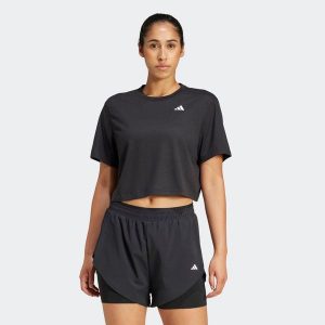 Koszulka fitness damska ADIDAS krótki rękaw. Bluzki ADIDAS, m, bez wzorów, z materiału, sportowe, bez kołnierzyka, bez ramiączek. Za 139,99 zł.