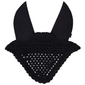 Krótka czapka dla konia QHP Flore. Czarne czapki QHP, bez wzorów, z materiału, eleganckie. Za 149,00 zł.