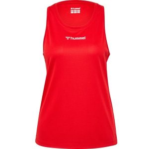 Damski tank top Hummel. Czerwone topy Hummel, bez wzorów, z materiału, sportowe, bez kołnierzyka, bez ramiączek. Za 100,00 zł.