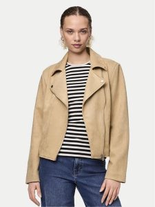 Pieces Kurtka z imitacji skóry Beminda 17134838 Beżowy Regular Fit. Brązowe kurtki Pieces, s, bez wzorów, ze skóry, bez kaptura. Za 239,99 zł.