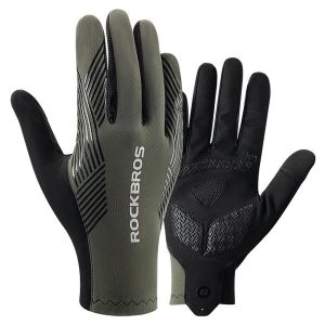 Rękawiczki rowerowe Rockbros wiosna/lato/jesień, pełne. Zielone rękawiczki ROCKBROS, na jesień, bez wzorów. Za 79,99 zł.