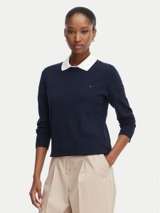 Tommy Hilfiger Sweter Cable Fine WW0WW44984 Granatowy Regular Fit. Niebieskie swetry klasyczne TOMMY HILFIGER, xxs, z bawełny, bez kołnierzyka. Za 409,99 zł.