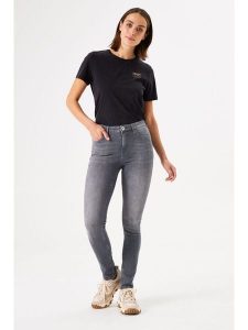 Garcia Dżinsy "Celia" - Skinny fit - w kolorze szarym rozmiar: W28. Szare jeansy Garcia, z aplikacjami, ze skóry, z podwyższonym stanem. Za 195,99 zł.