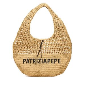 Torebka Patrizia Pepe. Brązowe shopper bag Patrizia Pepe, bez wzorów, bez dodatków. Za 569,99 zł.