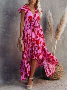 Milan Kiss Sukienka w kolorze jasnoróżowo-czerwonym rozmiar: L. Czerwone sukienki Milan Kiss, l, bez wzorów, z asymetrycznym kołnierzem, bez ramiączek, maxi, asymetryczne. Za 173,99 zł.