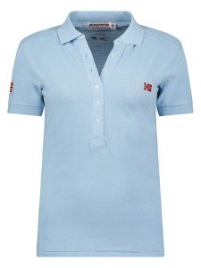 Geographical Norway Koszulka polo "Kely" w kolorze błękitnym rozmiar: XL. Niebieskie bluzki Geographical Norway, xl, bez wzorów, z bawełny, bez kołnierzyka, bez ramiączek. Za 57,06 zł.