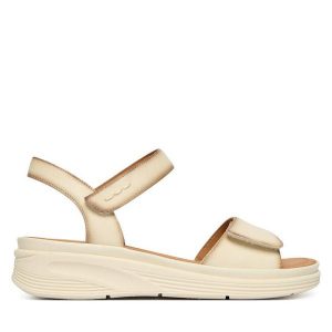 Sandały Josef Seibel. Białe sandały Josef Seibel, bez wzorów, bez obcasa, na koturnie, bez zapięcia. Za 399,99 zł.