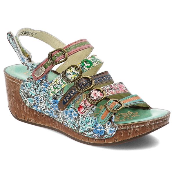 Turkusowe Sandały Laura Vita Modne Obuwie Damskie. Niebieskie sandały LAURA VITA, bez wzorów, bez obcasa, na koturnie, bez zapięcia. Za 319,00 zł.