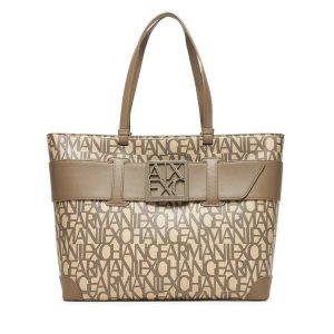Torebka Armani Exchange. Brązowe shopper bag Armani Exchange, bez wzorów, bez dodatków. Za 649,99 zł.