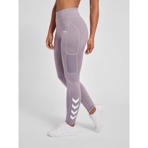 Damskie legginsy mid-rise Hummel MT Chipo. Fioletowe legginsy Hummel, bez wzorów. Za 89,45 zł.